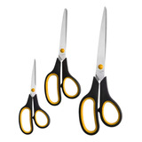 Kit 3 Tesoura Aço Inox Multiuso Papel Tecido Cozinha Costura