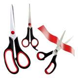 Kit 3 Tesoura Aço Inox Multiuso Papel Tecido Cozinha Costura