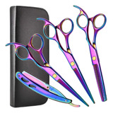 Kit 3 Tesoura Profissional Fio Laser Fio Navalha Desfiadeira