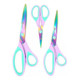 Kit 3 Tesouras De Titanium Titânio Corte E Costura Lilás
