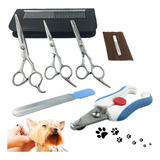 Kit 3 Tesouras E 1 Pente De Tosa Pet Alicate E Lixa