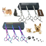Kit 3 Tesouras E 1 Pente De Tosa Pet Profissional Estojo