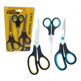 Kit 3 Tesouras Inoxidável Resistente Escolar Tecido Cozinha
