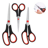 Kit 3 Tesouras Multiuso Tesoura Casa E Cozinha Costura Cor Preto
