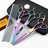 Kit 3 Tesouras Pet Grooming Banho Tosa 8 Polegadas 4 Peças ANIMAUX Multicolor