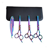 Kit 3 Tesouras Profissionais Barbeiro Fio Laser Navalhas Cor Furta Cor