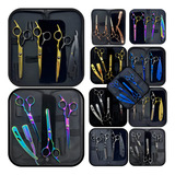 Kit 3 Tesouras Profissionais Fio Navalha Fio Laser Desbaste Cor Preto E Dourado