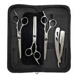 Kit 3 Tesouras Profissionais Fio Navalha Laser E Desfiadeira