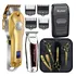 Kit 3 Tesouras Profissional Barbeiro Cabelo   Máquinas Corte Cor Dourado 110v 220v