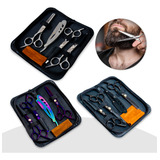 Kit 3 Tesouras Profissional Barbeiro Fio Laser Navalha Aço