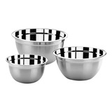 Kit 3 Tigela Mixing Bowl Em Aço Inox 30cm 22cm 20cm