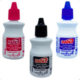 Kit 3 Tinta Almofada Carimbo Radex 40ml Preto Vermelho Azul