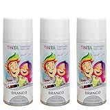 Kit 3 Tintas Spray Para Cabelo Maluco Lavável Carnaval Branca