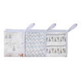 Kit 3 Toalhinha De Boca Prendedor Chupeta Pratico Bebe Cor Azul aço