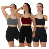 Kit 3 Top Faixa Alcinha C bojo Alça Fina Fitness Academia