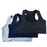 Kit 3 Top Feminino Esportivo Sem Bojo Academia Fitness Nadador Preto- Cinza E Azul Marinho - Bella Net -GG-
