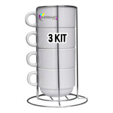 Kit 3 Torre Com 4 Xícaras Live Sub Sublimação C Suporte