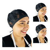 Kit 3 Touca Bandana Rede Preta Restaurante Cozinha Cor Preto