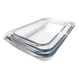 Kit 3 Travessa Marinex De Vidro Pirex Retangular Cozinha