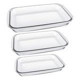 Kit 3 Travessa Tipo Marinex De Vidro Retangular Pirex