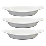 Kit 3 Travessinha Lasanha Alta Porcelana Refratário Ref 87