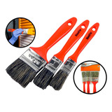 Kit 3 Trincha Pincel Pintura Parede Cabo Laranja Bestfer