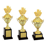 Kit 3 Troféus Baralho Sueca Truco Torneio Vitória