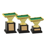 Kit 3 Trofeus Campeonato Mesa De Sinuca Vitória Rei Das Mesa