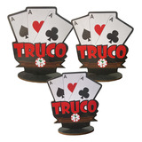 Kit 3 Troféus Truco Para Premiação Torneio De Truco Baralho