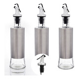 Kit 3 Uni Porta Azeite Vinagre C Dosador 300ml Inox Vidro