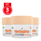 Kit 3 Unidades Desodorante Creme Herbíssimo Vanilla 55g