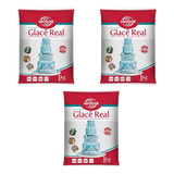Kit 3 Unidades Glacê Real 1kg Para Confeitaria Panificação