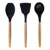 Kit 3 Utensílios De Silicone Espatulas Colher Cozinha Oikos