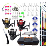 Kit 3 Varas De Pesca Com Molinete Ultra Light Completo Promo