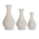 Kit 3 Vasinhos Jarros Espirais Desing Moderno Para Decoração Enfeite Sala Rack Mesa Branca