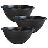 Kit 3 Vaso Cuia De Plantas Primavera Preto 4 Litros De Plástico Decorativo Para Cacto Suculenta Rosa Do Deserto E Arranjo