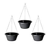 Kit 3 Vaso Cuia Nobre De Plástico Completo 01 Preto Nutriplan Com Prato E Corrente Decorativo Para Plantas Pendentes - Samambaia Avenca Jiboia