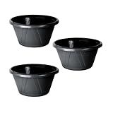 Kit 3 Vaso Cuia Nobre Preto Prato Acoplado Nutriplan Para Rosa Do Deserto E Samambaia