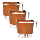 Kit 3 Vaso Raiz Autoirrigável 03 P/ Planta Pendente + Gancho