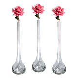 Kit 3 Vaso Solitário Vidro Decoração Mesa Flor Enfeite Festa