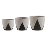Kit 3 Vasos Cachepot Decorativo P Planta Mart Cor Cinza