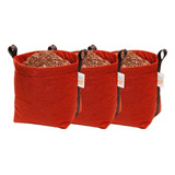 Kit 3 Vasos De Plantas Feltro Com Alças 4 Litros Cor Vermelho