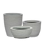 Kit 3 Vasos Decorativo De Planta Em Polietileno Jardim Casa Sala N1 N2 E N3 Cinza 