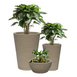 Kit 3 Vasos Decorativos Para Plantas Cone E Bacia N1 N2 N3