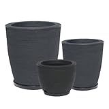 Kit 3 Vasos Decorativos Para Plantas Em Polietileno Cone E Bojo N1 N2 E N3 Preto