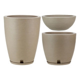 Kit 3 Vasos Para Plantas 2 Grandes Gg 1 Bacia 3 Pratos