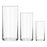 Kit 3 Vasos Tubo De Vidro Transparente Cilíndrico Decoração