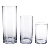 Kit 3 Vasos Tubo Vidro Arranjo Flores E Decorativos Terrário