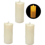 Kit 3 Vela De Led Decorativa Grande Chama Viva Oscilante
