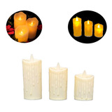 Kit 3 Velas M G Gg Led Eletrônica Decorativa Amarela bateria